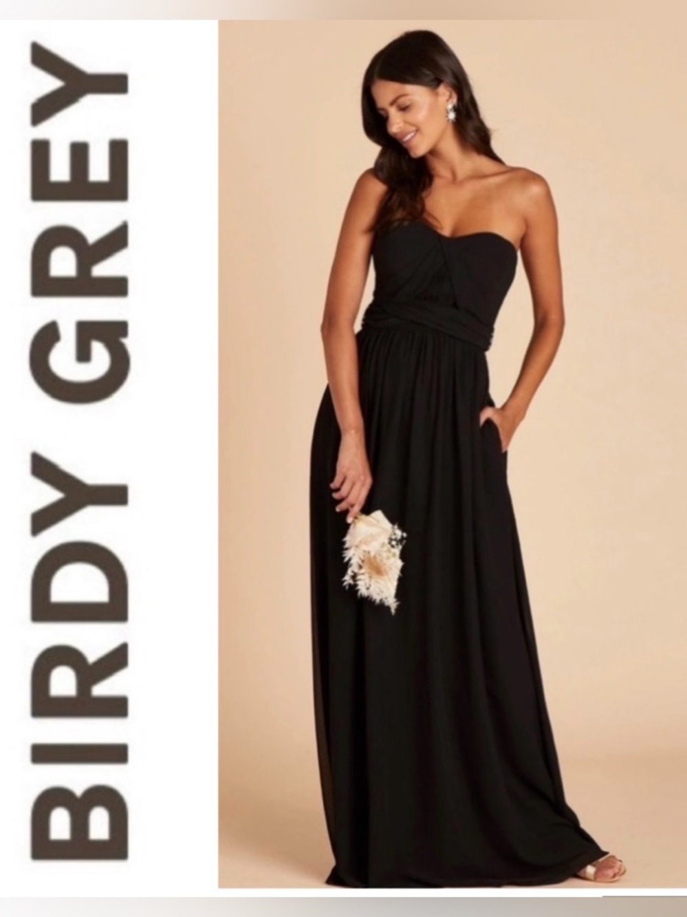 Birdy Grey Grace Black Flowing Maxi Gown - NWT size XL
